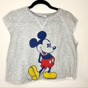 Disney Mickey womens raw hem cropped sweater Large